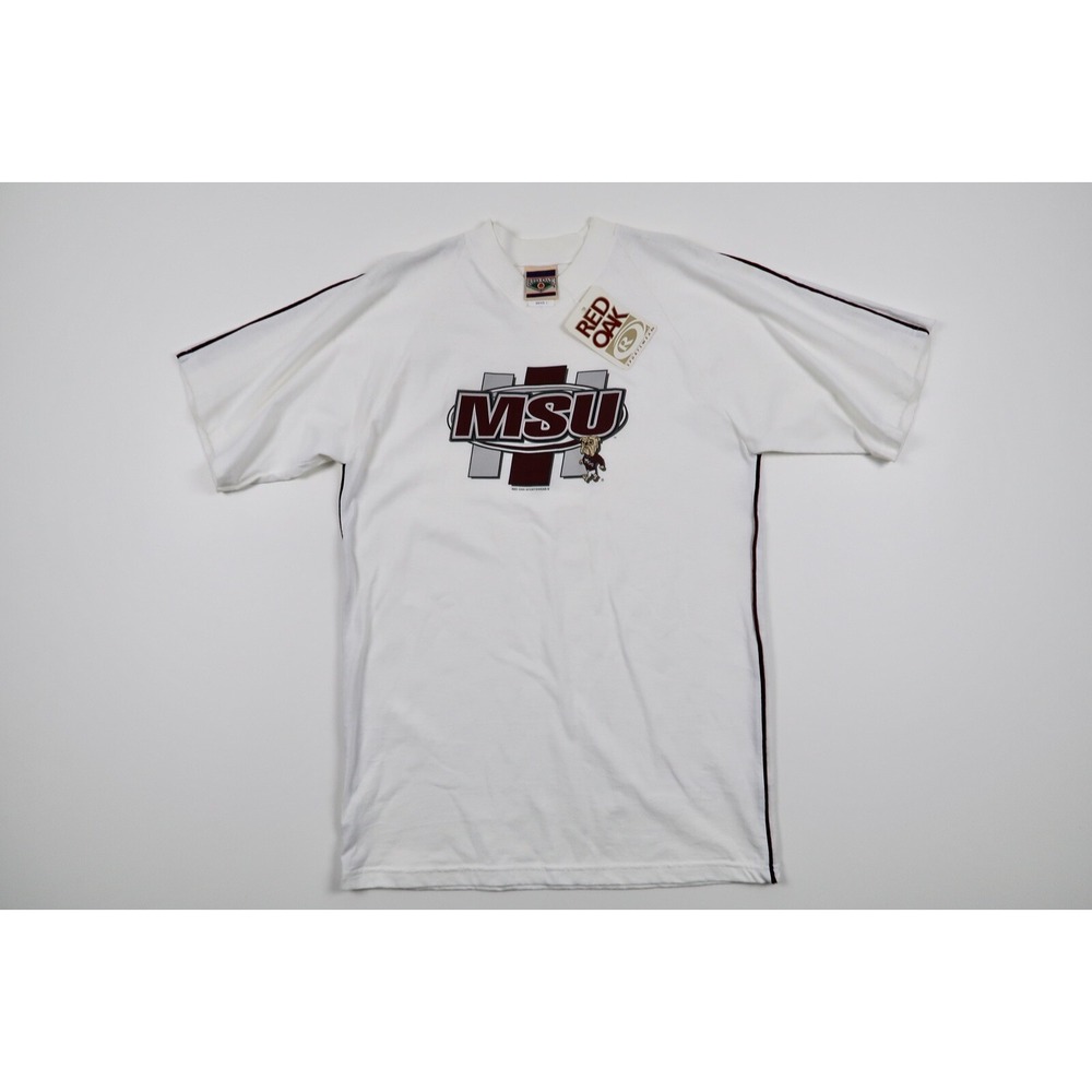 Vintage Mississippi State Bulldogs MSU Dawgs‎ Graphic V-Neck T Shirt Size Large